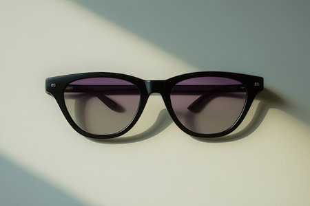 Sunglasses in an iron frame with purple lenses on a white backgroundの写真素材