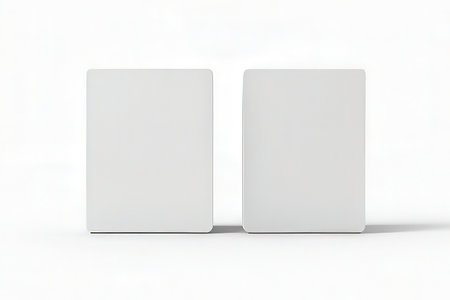 Blank white box mockup isolated on white background with clipping pathの写真素材