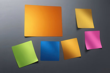 Colorful sticky notes on a dark background. 3d rendering.