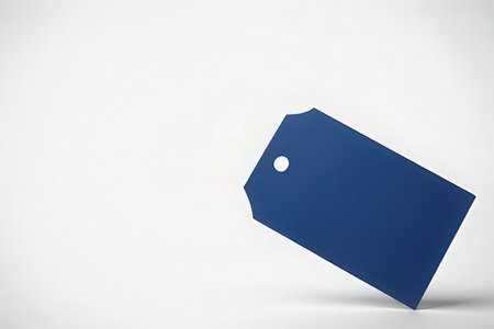 Blank blue price tag isolated on white background. 3d renderingの写真素材