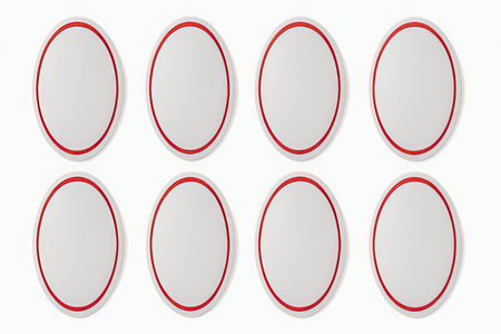 Set of white oval badges isolated on white background. 3d renderの写真素材