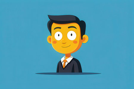 Businessman with happy face. Vector illustration in flat cartoon style.の写真素材
