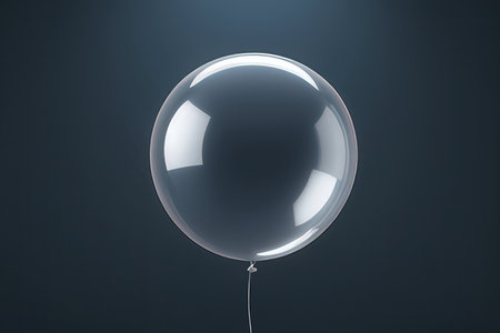 White balloon on blue background. 3D rendering. Horizontal.