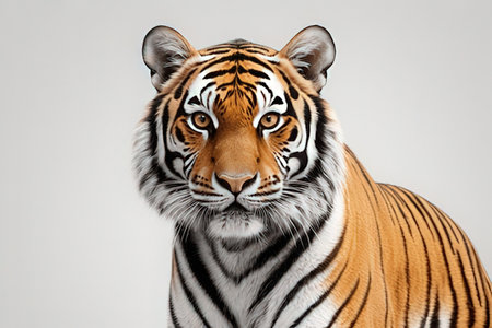 Portrait of a tiger on a white background. Isolated.