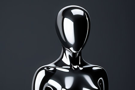 Black metallic mannequin on a dark background. 3d renderingの写真素材