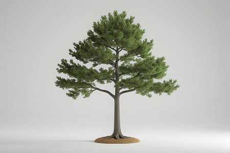 Pine tree isolated on white background. 3d render illustration.の写真素材