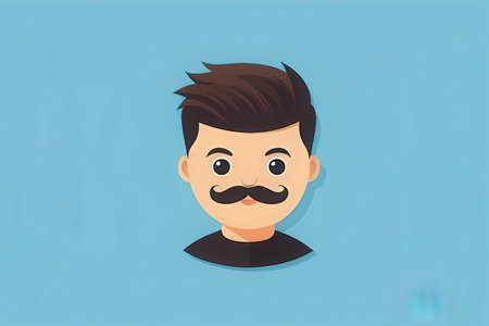 Hipster face with a mustache. Vector illustration.の写真素材