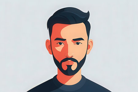 Portrait of a man with a beard. Vector illustration in cartoon style.