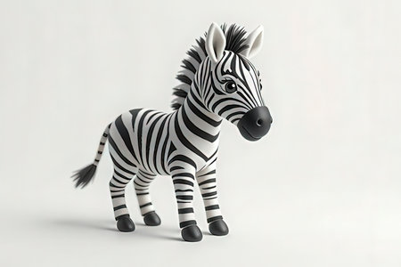 Plasticine zebra on a white background. 3d rendering