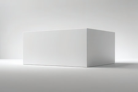 White box mockup on white background. 3d render illustration.