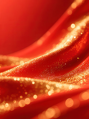 Abstract background with bokeh defocused lights and red draperyの写真素材