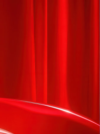 Red curtain background with some smooth lines in it (3d render)の写真素材