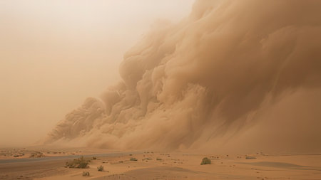 Sandstorm in the Sahara desert, Morocco, Africa.の写真素材