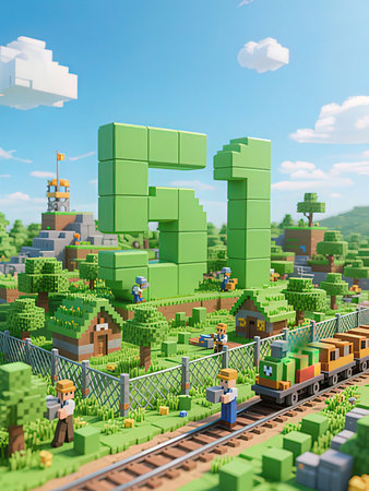 3d illustration of children playing in the park with the train.