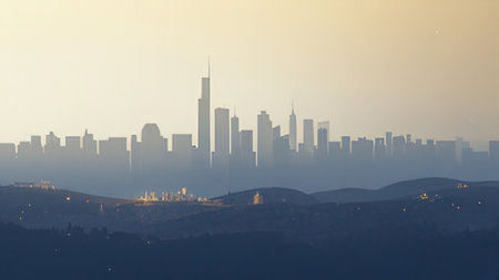 San Francisco skyline at sunrise, California, United States of America.の写真素材