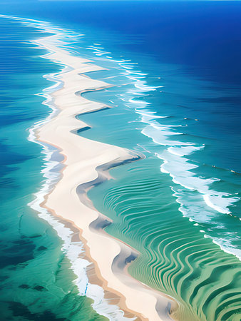 Beautiful seascape with sand dunes and sea waves.の写真素材