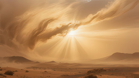 Sunset over the Sahara desert in Morocco, Africa. Panoramaの写真素材