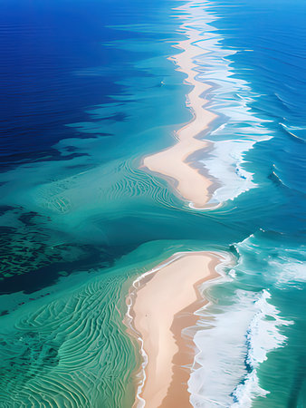 Aerial view of the sea with waves. Beautiful seascape.の写真素材