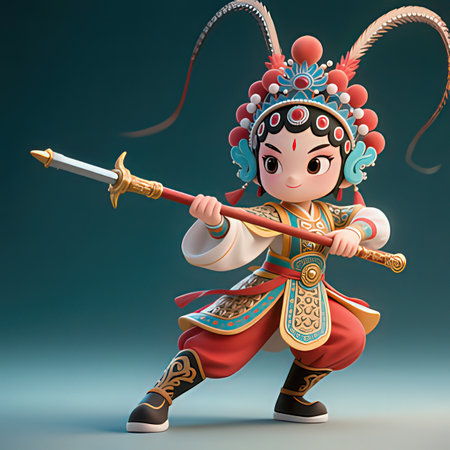 Illustration of a cartoon character with a sword in his handの写真素材