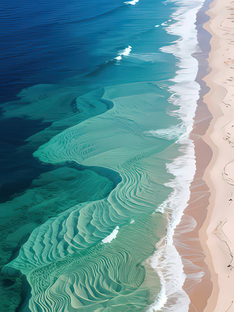 Aerial view of sand dunes on the Atlantic ocean in Portugal