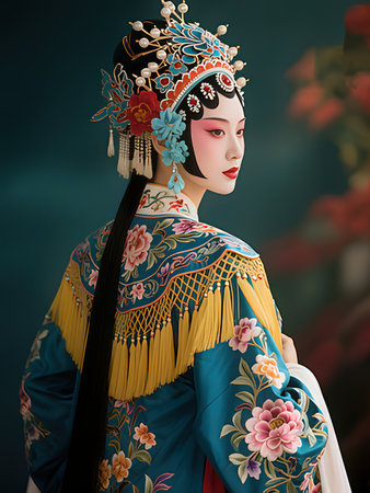 3d rendering of a geisha wearing a traditional kimonoの写真素材