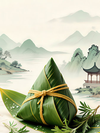 Dragon Boat Festival (Dumplings) - Traditional Asian food.の写真素材