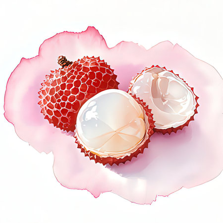 Lychee fruit on a white background. Realistic vector illustration.の写真素材