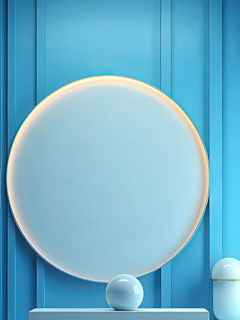 Abstract blue background with round frame. 3d rendering, 3d illustration.