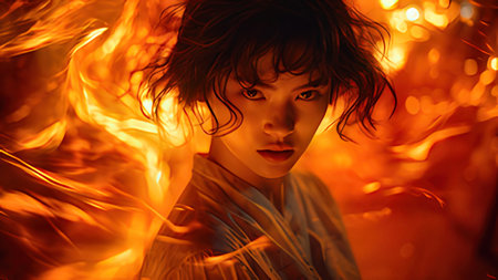 Blue watercolor background with gold leaves. Hand drawn vector illustration.の写真素材