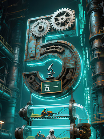 3d rendering of 3d illustration of science fiction background with mechanical elements.