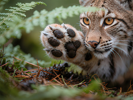 The Eurasian Lynx (Lynx lynx) in the forest.の写真素材
