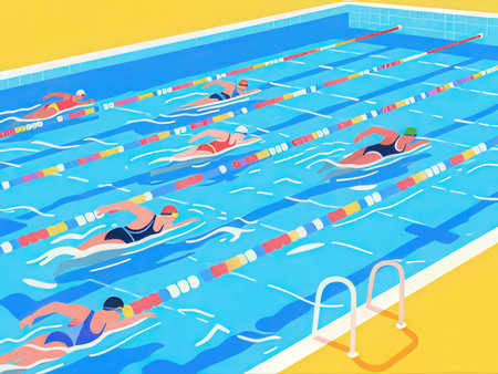 Swimming pool. Vector illustration in flat style. Swimming competition.の写真素材