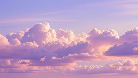 Beautiful blue sky with fluffy clouds. 3d rendering illustration.