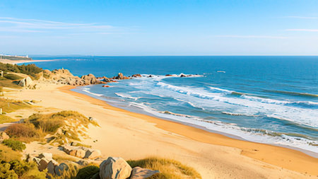 view of the beach of Cabo da Roca, Portugal.の写真素材