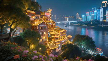 Hangzhou West Lake at night