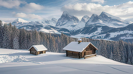 Winter in the swiss alps (Braunwald, Glarus, Switzerland)