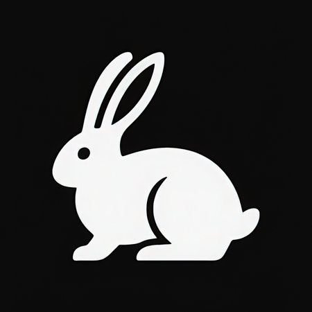 Rabbit on a black background. Symbol of the new year.の写真素材