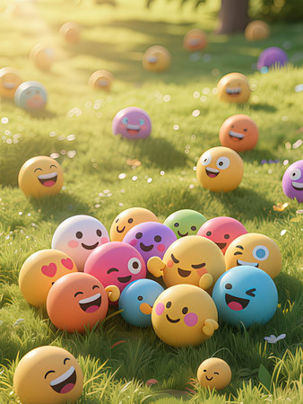 Easter eggs in the meadow. 3d render illustration.