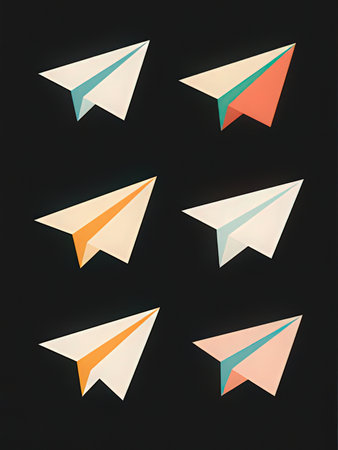Paper plane origami isolated on black background. 3d illustration.