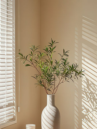 3d illustration of a vase with a plant on the windowsill