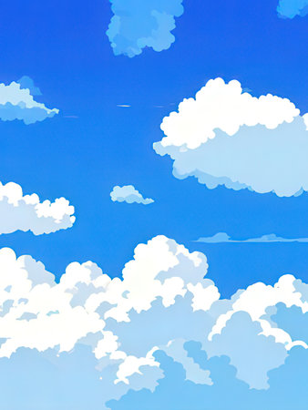 Blue sky background with white clouds. Nature background. Vector illustration.の写真素材