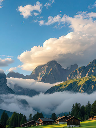 Beautiful summer landscape in the Dolomites mountains, Italy.の写真素材