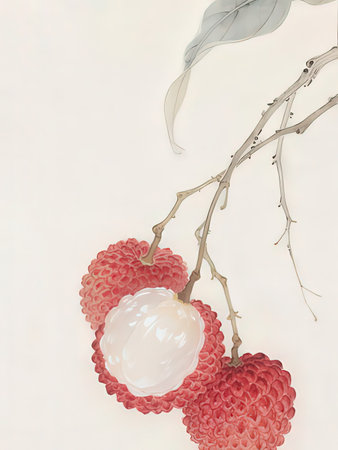 Tropical fruit, lychee on a white background.の写真素材