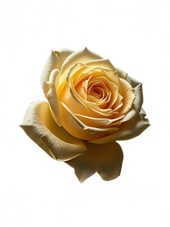 beautiful yellow rose on a white background, isolate, close-upの写真素材