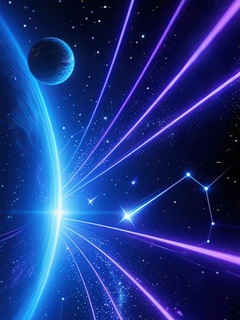Abstract space background with planets, stars and comets. Elements of this image furnished by NASAの写真素材