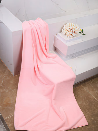 Wedding chair with pink cloth on the floor in the hotelの写真素材