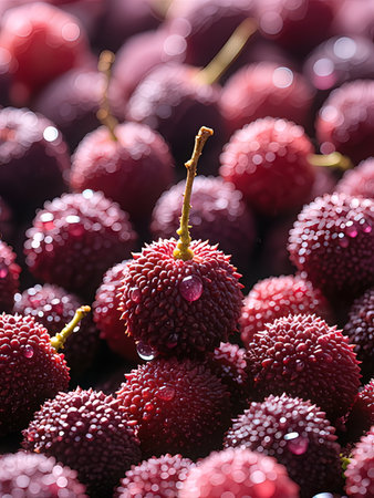 Close up of fresh berry with water droplets on it.の写真素材