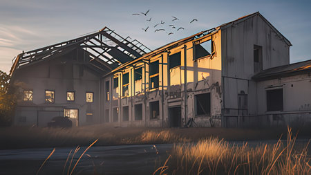 ruins of a very heavily polluted industrial factory, industrial series.