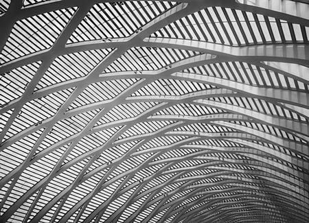 abstract of metal roof structure for background used - black and whiteの写真素材