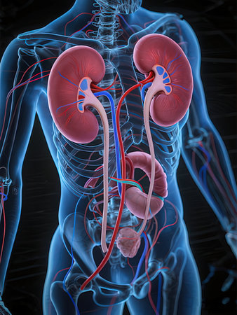 Human Urinary System Anatomy For Medical Concept 3D Illustrationの写真素材
